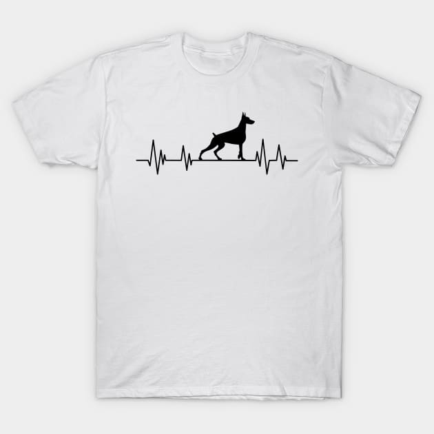 doberman Heartbeat dog Heartbeat doberman Silhouette T-Shirt by mezy